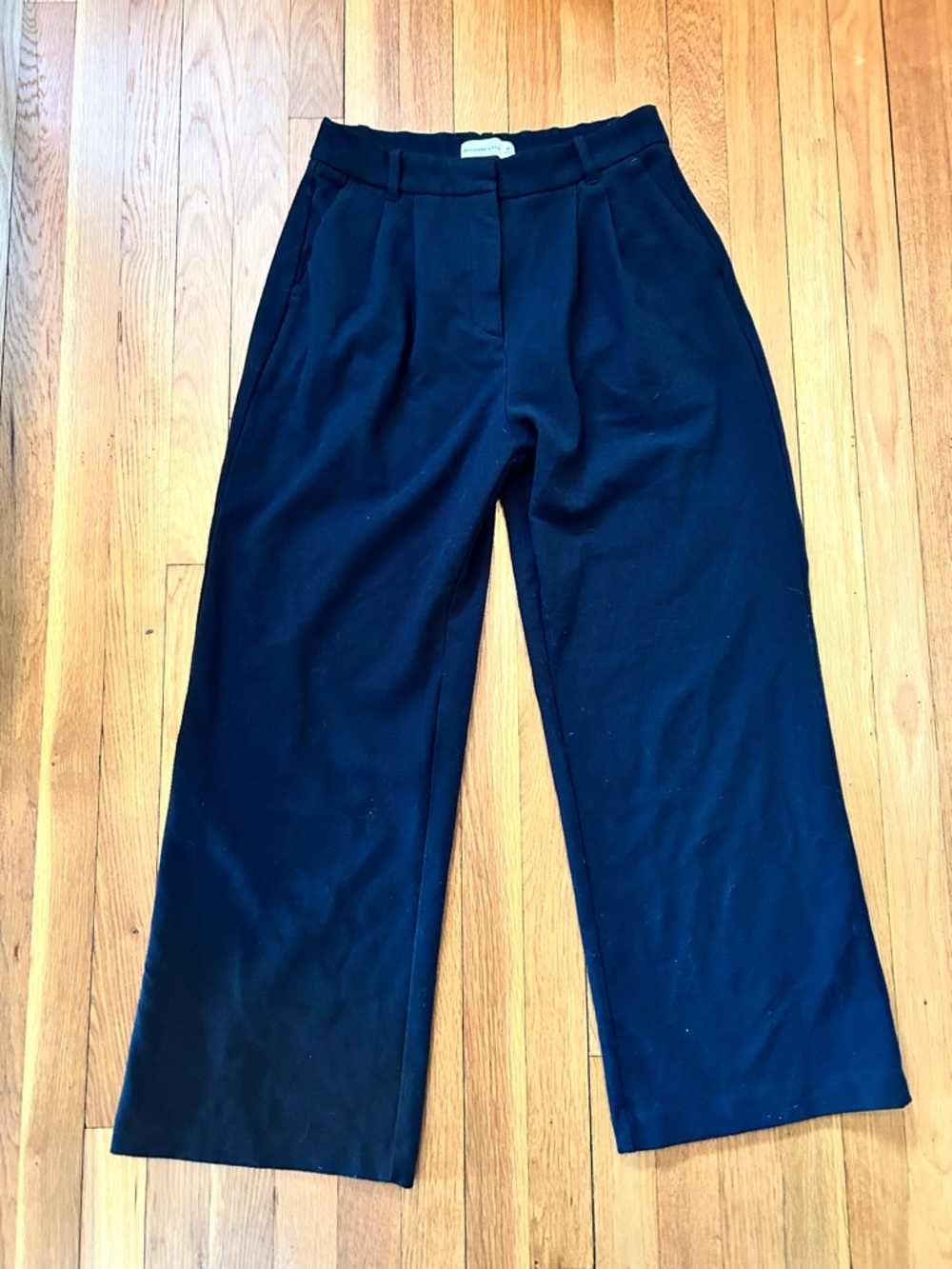 Abercrombie & Fitch Black Flannel Wide-Leg Trousers
